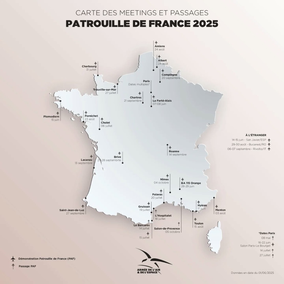 Calendrier 2025 : Où voir la Patrouille de France - programme complet officiel