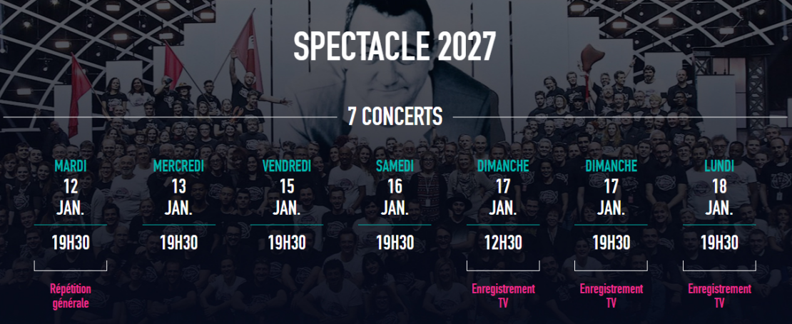 Dates concert des Enfoirés 2027 à Strasbourg