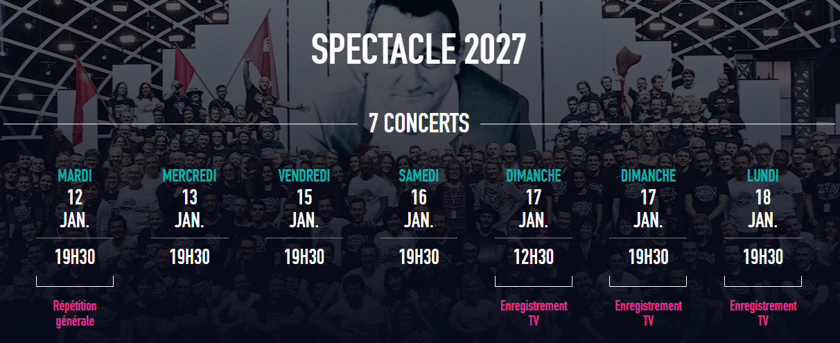 Dates concert des Enfoirés 2027 à Strasbourg