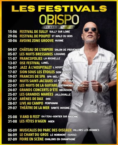 Dates des concerts (festivals) de Pascal Obispo pour l'été 2024